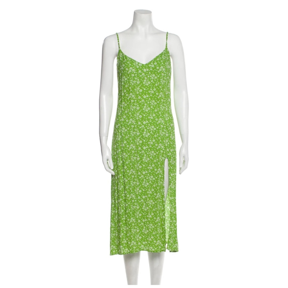 Reformation Crimini Slip Dress Green Flora